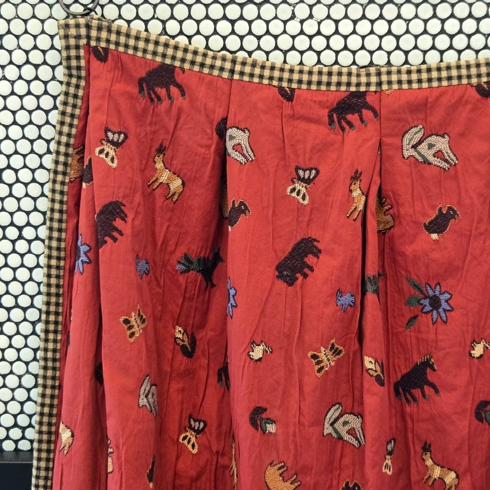 Set Of 2 Handmade Lined Curtains 28x49 Lodge Cabin Animal Embroidered ~4 avail.